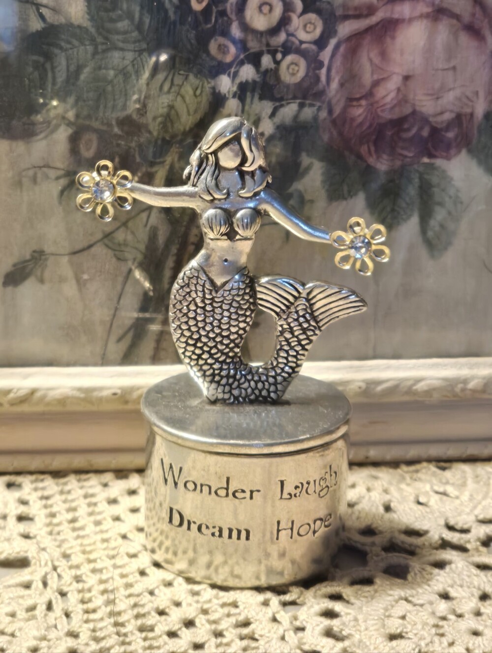 Silver Mermaid Figurine Trinket Box - Silver Mermaid